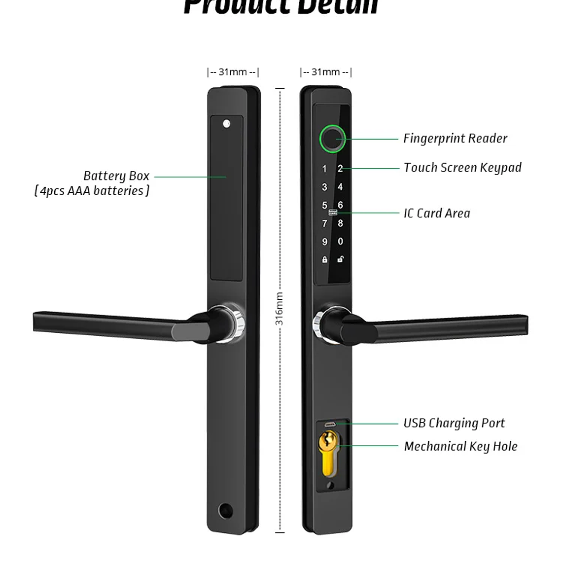 Cerradura biométrica de aluminio con aplicación Ttlock de Brasil, manija de puerta con huella dactilar Aleax, cerradura Digital sin llave para cerradura inteligente deslizante de vidrio 14