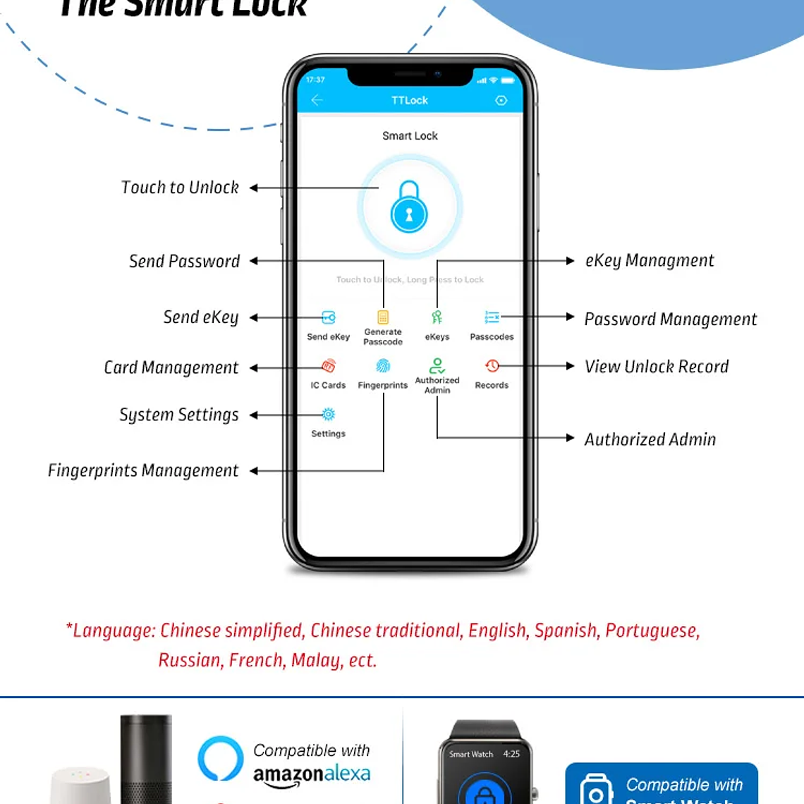 Cerradura biométrica de aluminio con aplicación Ttlock de Brasil, manija de puerta con huella dactilar Aleax, cerradura Digital sin llave para cerradura inteligente deslizante de vidrio 15