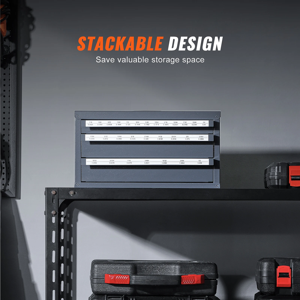 SucceBuy-armario dispensador de brocas, organizador de brocas de tres cajones, organizador de brocas de acero, armario de almacenamiento 6