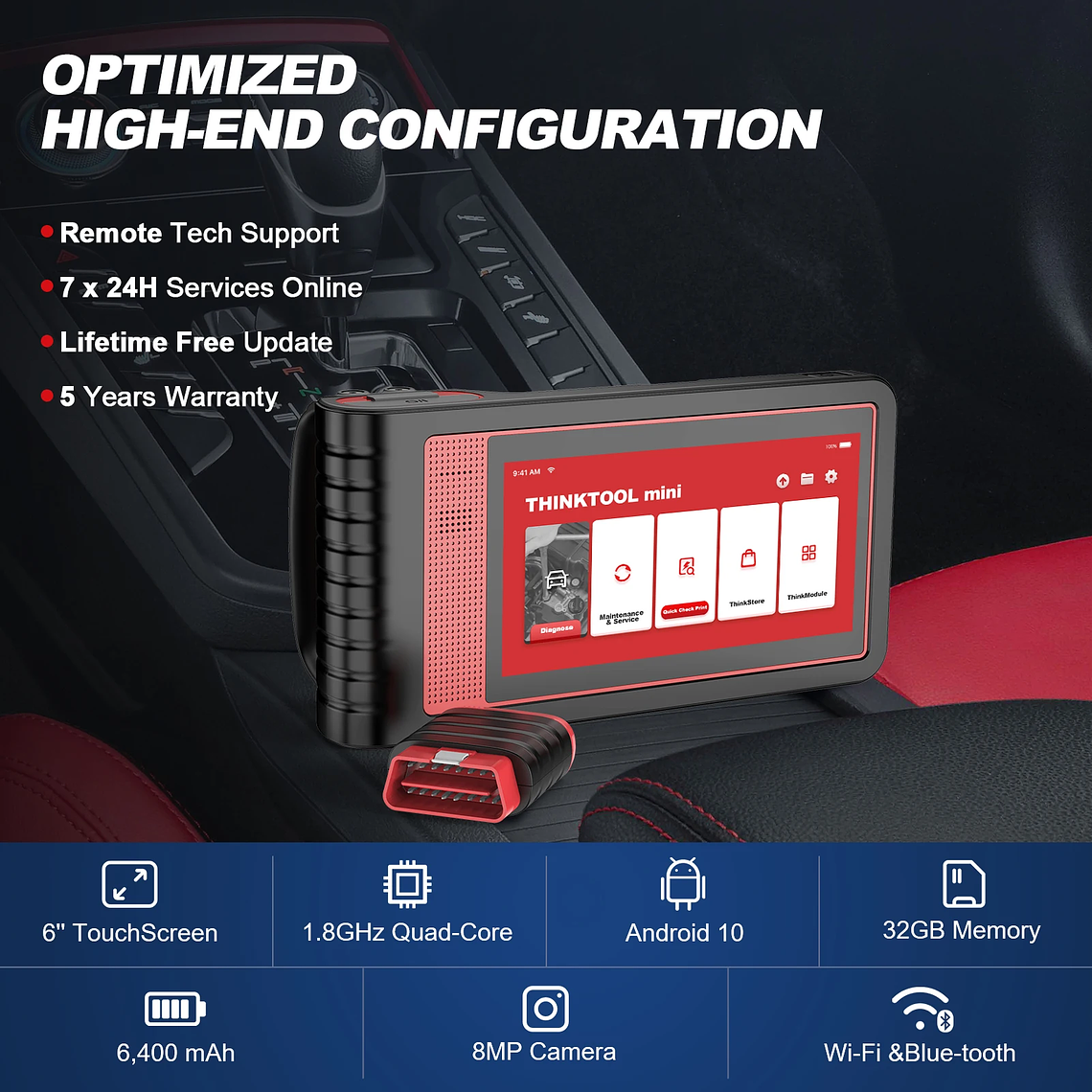 THINKCAR THINKTOOL MINI 2 CANFD Herramientas de diagnóstico automático para automóviles Escáner OBD2 Herramienta de escaneo bidireccional 28 restablecimientos Diagnóstico completo del sistema 6