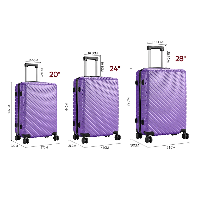 Maleta de viaje rígida, Maleta ligera con ruedas giratorias, 20