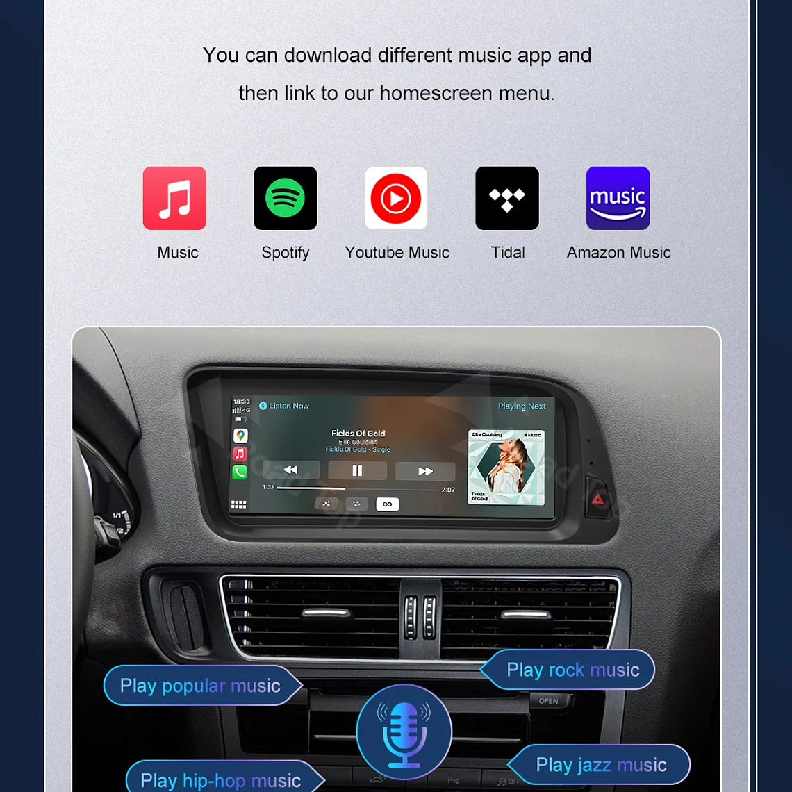 Pantalla táctil Multimedia de 8,9 pulgadas y 12,3 pulgadas para Audi Q5 2009-2017 Airplay Miracast función inalámbrica Carplay Android Auto 26