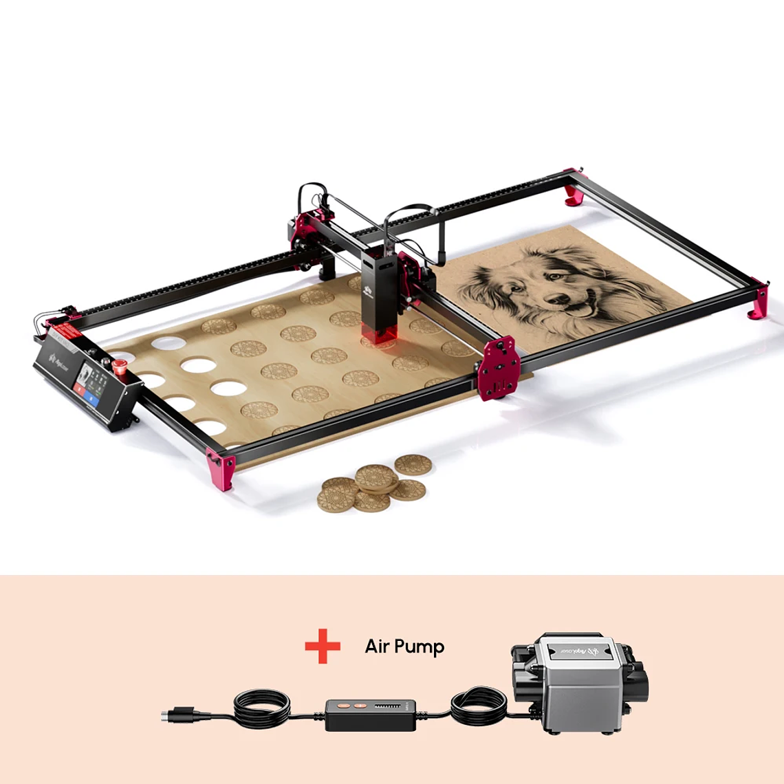 AlgoLaser KIT de bricolaje MK2 grabador láser 10W salida CNC cortador láser DIY máquina de grabado láser herramienta de corte agregar pantalla táctil de 3,5 pulgadas 12