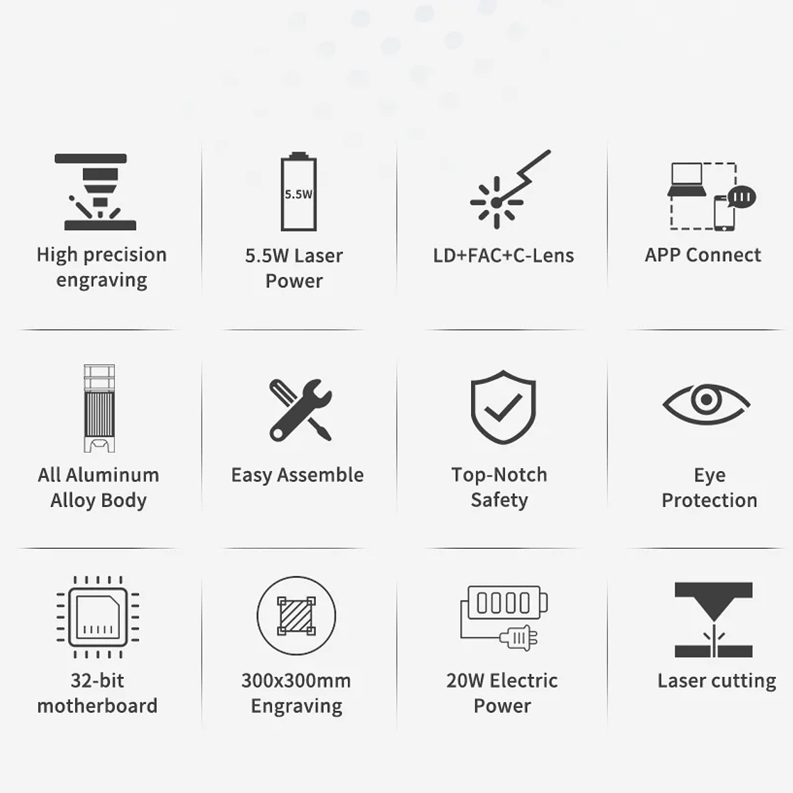 Grabador láser TwoTrees TTS-10 Pro TTS-55 Pro 40W/80W máquina de corte de grabado láser para carpintería para acero inoxidable acrílico 13