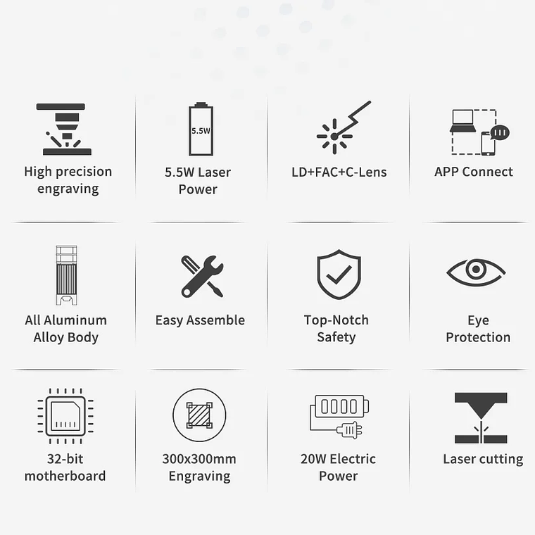 Grabador láser TwoTrees TTS-10 Pro TTS-55 Pro 40W/80W máquina de corte de grabado láser para carpintería para acero inoxidable acrílico 13