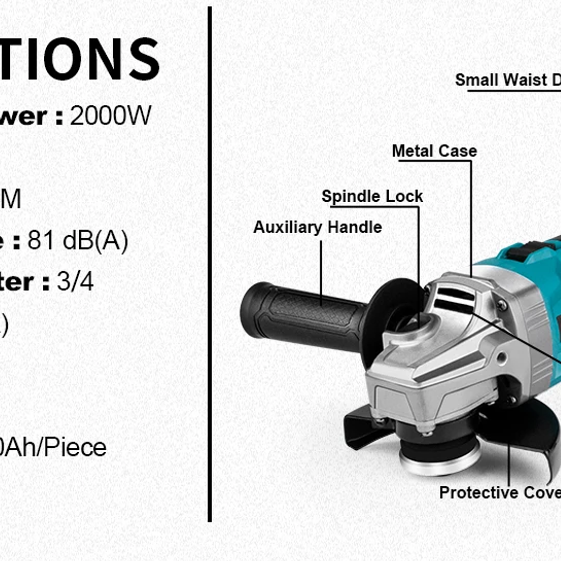 Gismis-amoladora angular eléctrica sin escobillas, 7 engranajes, amoladora angular recargable de 125MM, herramientas eléctricas de pulido para Pin de batería Makita de 18V 14