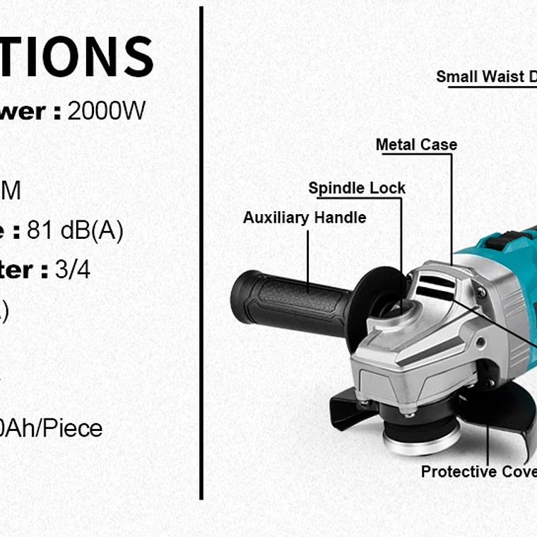 Gismis-amoladora angular eléctrica sin escobillas, 7 engranajes, amoladora angular recargable de 125MM, herramientas eléctricas de pulido para Pin de batería Makita de 18V 14