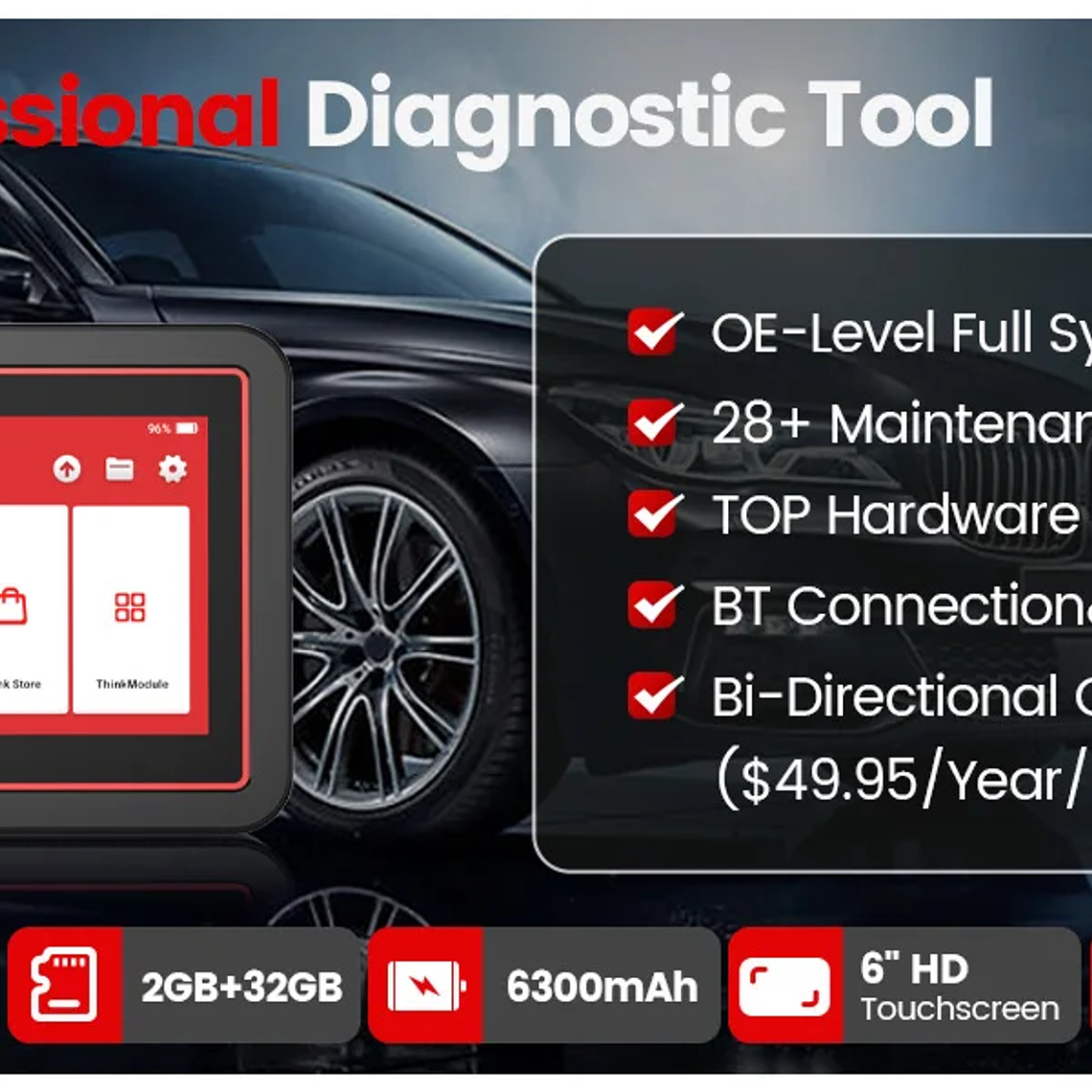 THINKCAR THINKTOOL MINI 2 CANFD Herramientas de diagnóstico automático para automóviles Escáner OBD2 Herramienta de escaneo bidireccional 28 restablecimientos Diagnóstico completo del sistema 12