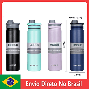 Botella de agua MODUS con tapa abatible, acero inoxidable, taza de agua al vacío de doble pared para deportes al aire libre, 750 ml