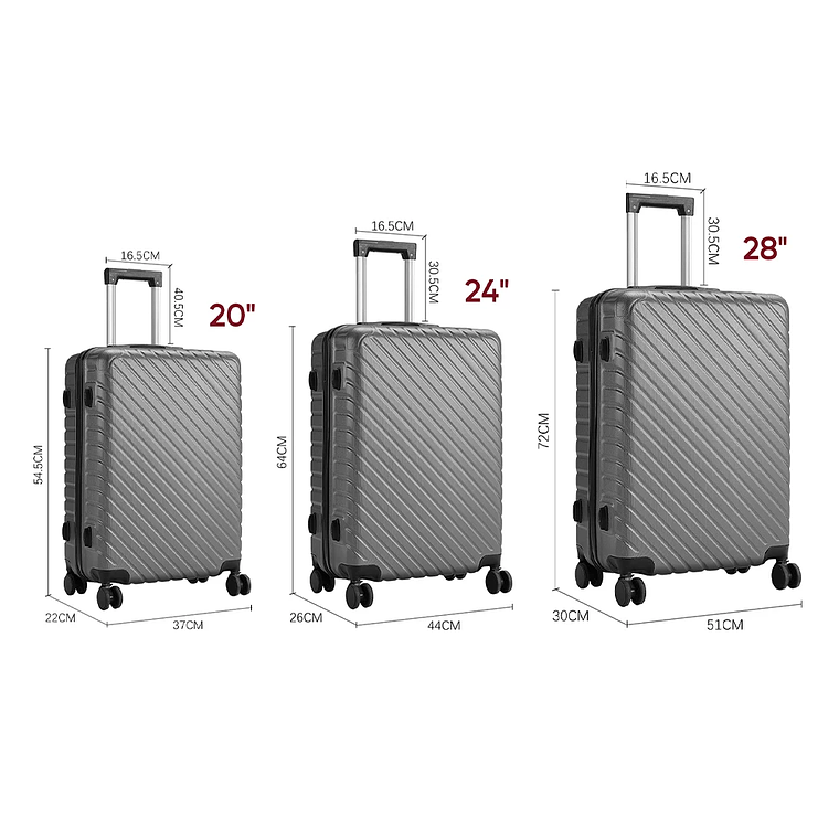 Maleta de viaje rígida, Maleta ligera con ruedas giratorias, 20