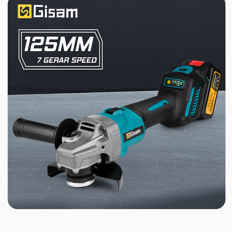 Gismis-amoladora angular eléctrica sin escobillas, 7 engranajes, amoladora angular recargable de 125MM, herramientas eléctricas de pulido para Pin de batería Makita de 18V 15