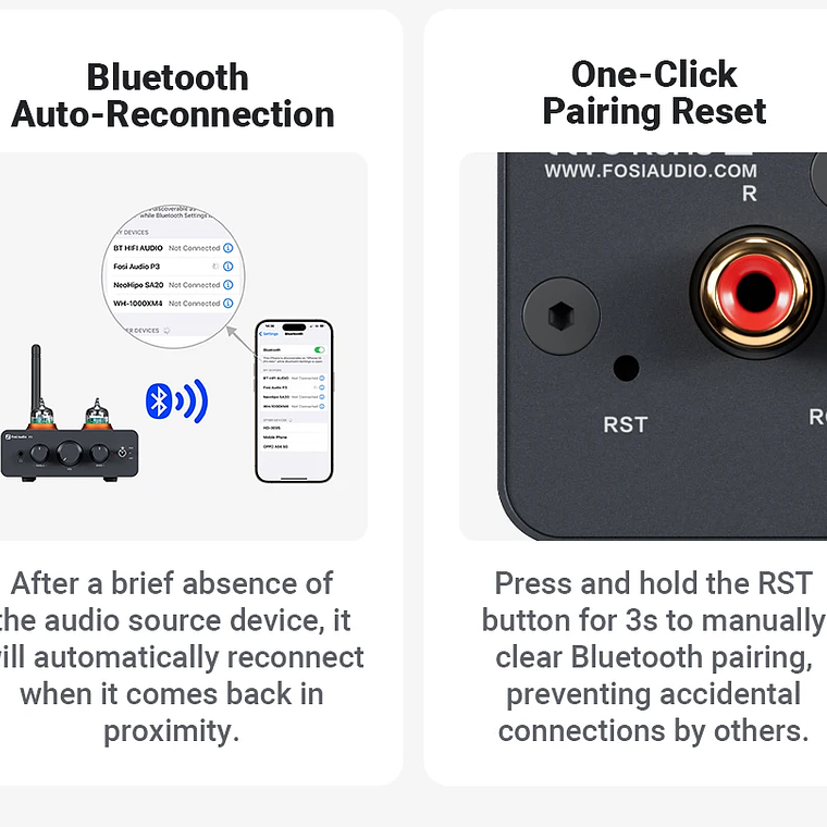 Fosi Audio P3 amplificador de tubo Bluetooth válvula preamplificadora estéreo HiFi vacío con Control de tono de agudos y graves para altavoz doméstico 17