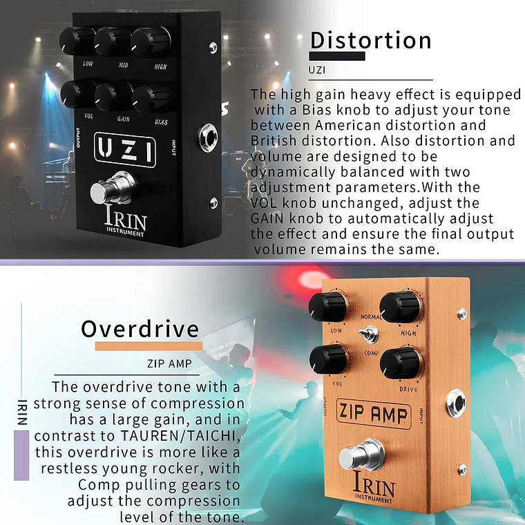 IRIN-Pedal de efecto de guitarra, altavoces de distorsión Overdrive, analógico, clásico, efecto Rock británico, Pedal de bajo eléctrico, True Bypass 24
