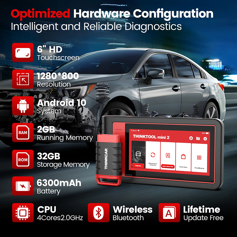 THINKCAR THINKTOOL MINI 2 CANFD Herramientas de diagnóstico automático para automóviles Escáner OBD2 Herramienta de escaneo bidireccional 28 restablecimientos Diagnóstico completo del sistema 13