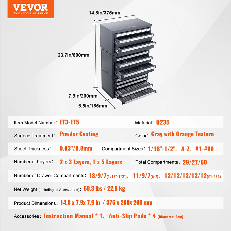 SucceBuy-armario dispensador de brocas, organizador de brocas de tres cajones, organizador de brocas de acero, armario de almacenamiento 11