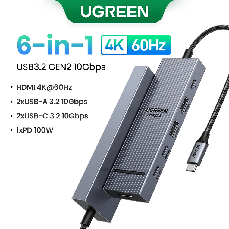 UGREEN Dual HDMI USB-C HUB 8K 4K HDMI Adaptador 10 en 1 Divisor con RJ45 USB3.0 PD 100W Dock para MacBook Pro Air Laptop USB HUB 14