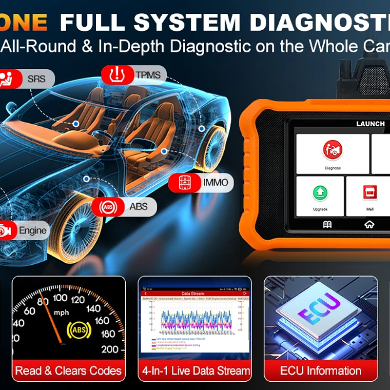 LAUNCH X431 Elite 2.0 Sistema completo Herramientas de diagnóstico del coche Escáner OBD2 Prueba activa Codificación ECU Servicio 31+ Actualización gratuita de por vida tools herramientas de diagn 8