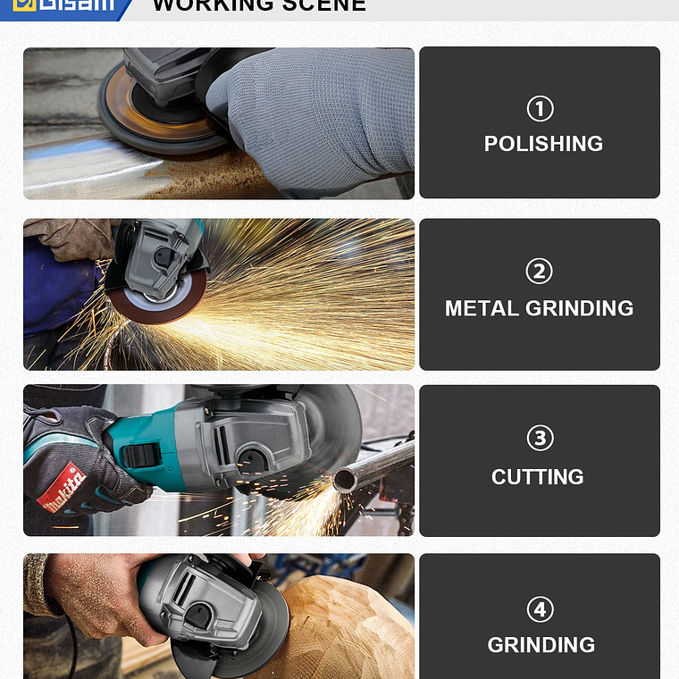 Gismis-amoladora angular eléctrica sin escobillas, 7 engranajes, amoladora angular recargable de 125MM, herramientas eléctricas de pulido para Pin de batería Makita de 18V 21