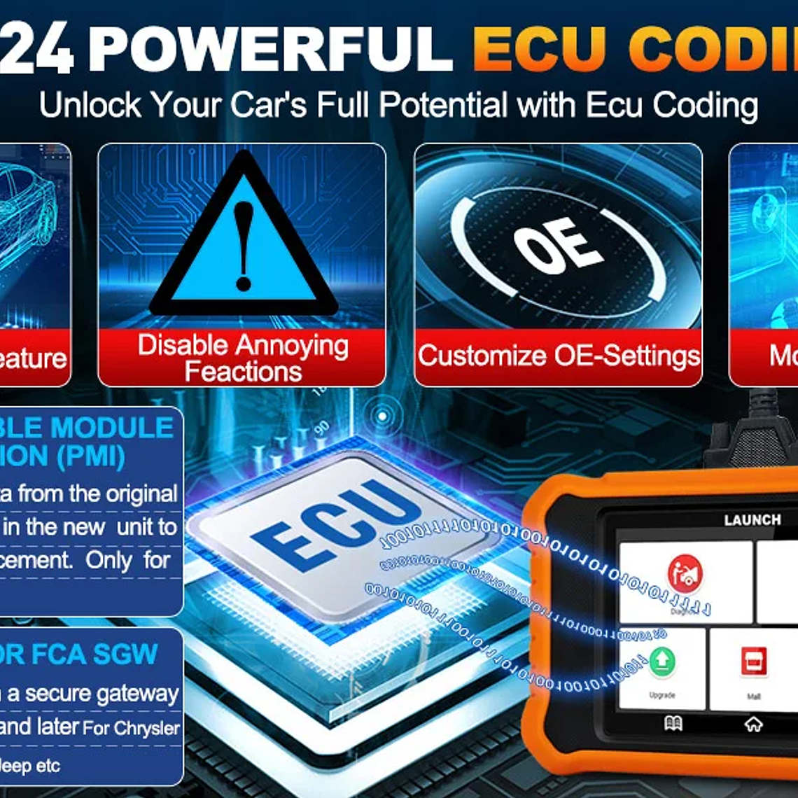 LAUNCH X431 Elite 2.0 Sistema completo Herramientas de diagnóstico del coche Escáner OBD2 Prueba activa Codificación ECU Servicio 31+ Actualización gratuita de por vida tools herramientas de diagn 9