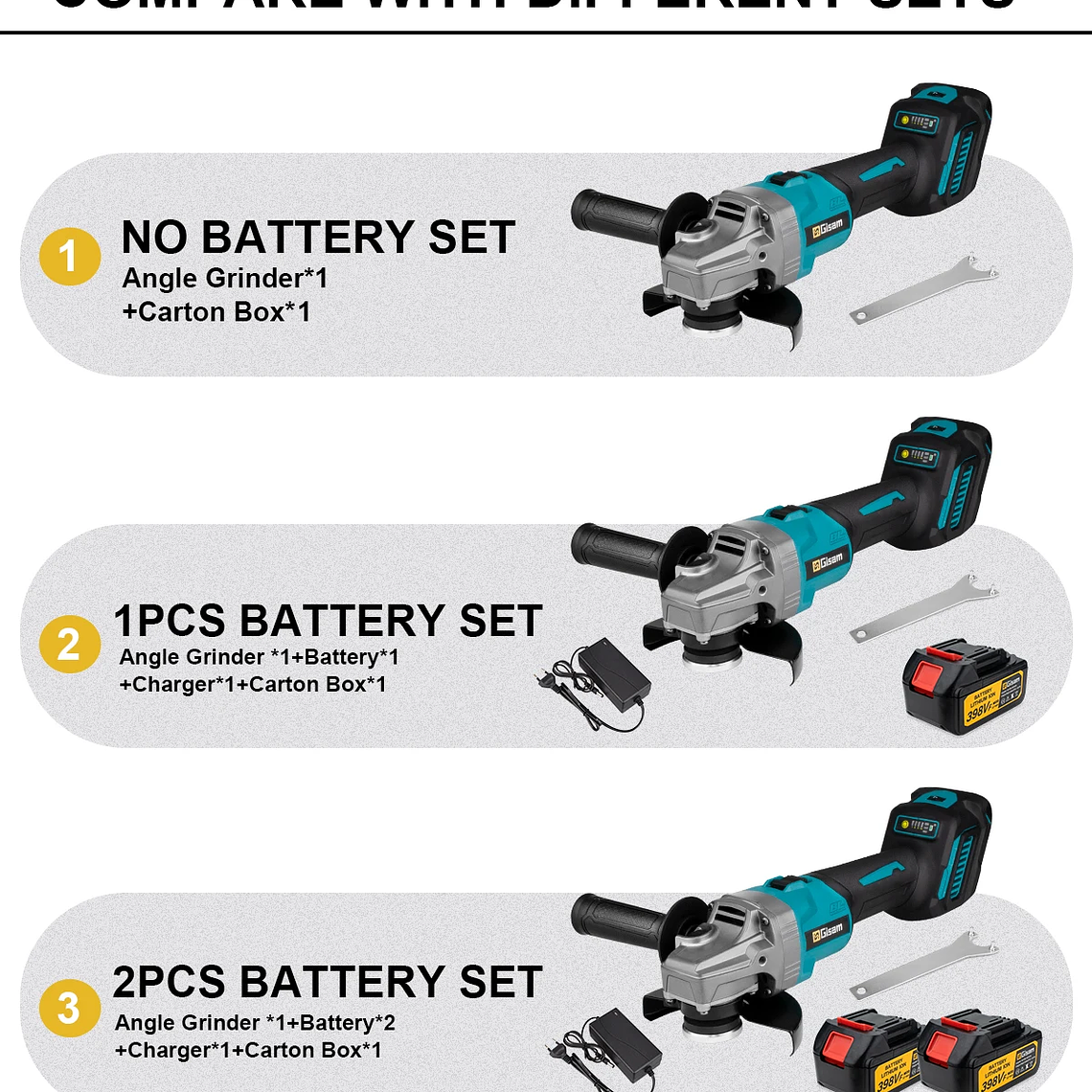 Gismis-amoladora angular eléctrica sin escobillas, 7 engranajes, amoladora angular recargable de 125MM, herramientas eléctricas de pulido para Pin de batería Makita de 18V 22
