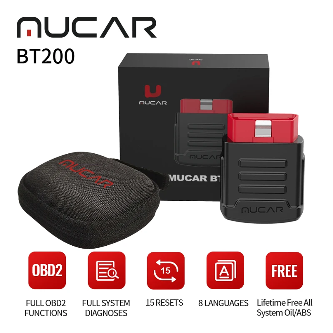 MUCAR BT200 & BT200 Pro Obd 2 herramientas de diagnóstico automotriz Mucar BT200 Bluetooth obd2 escáner Auto todos los sistemas diagnóstico 15 reinicio herramienta mecánica 9