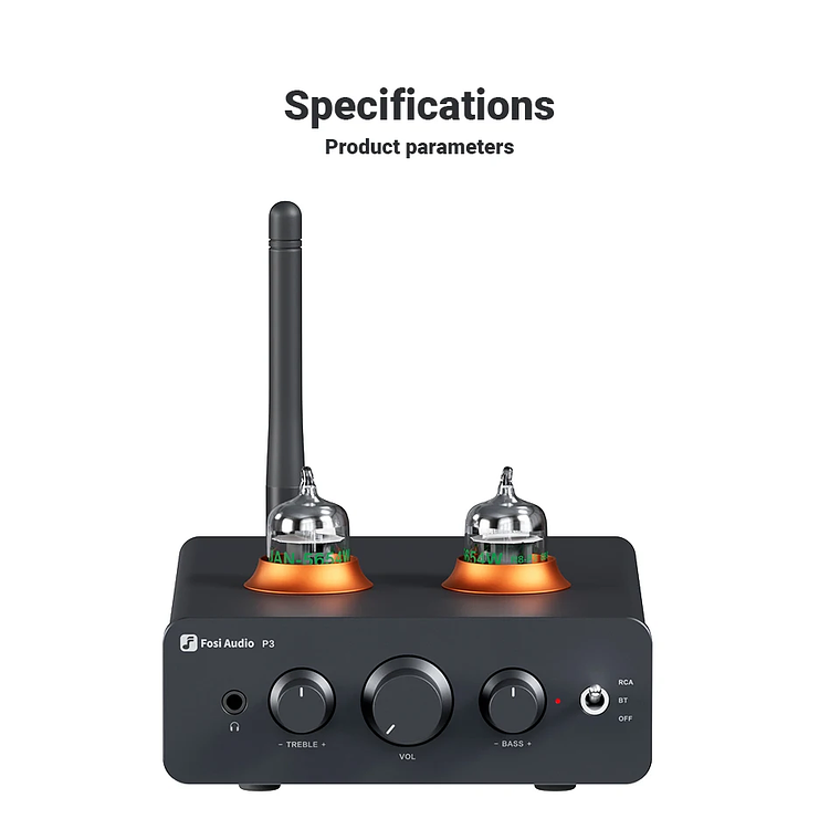 Fosi Audio P3 amplificador de tubo Bluetooth válvula preamplificadora estéreo HiFi vacío con Control de tono de agudos y graves para altavoz doméstico 27