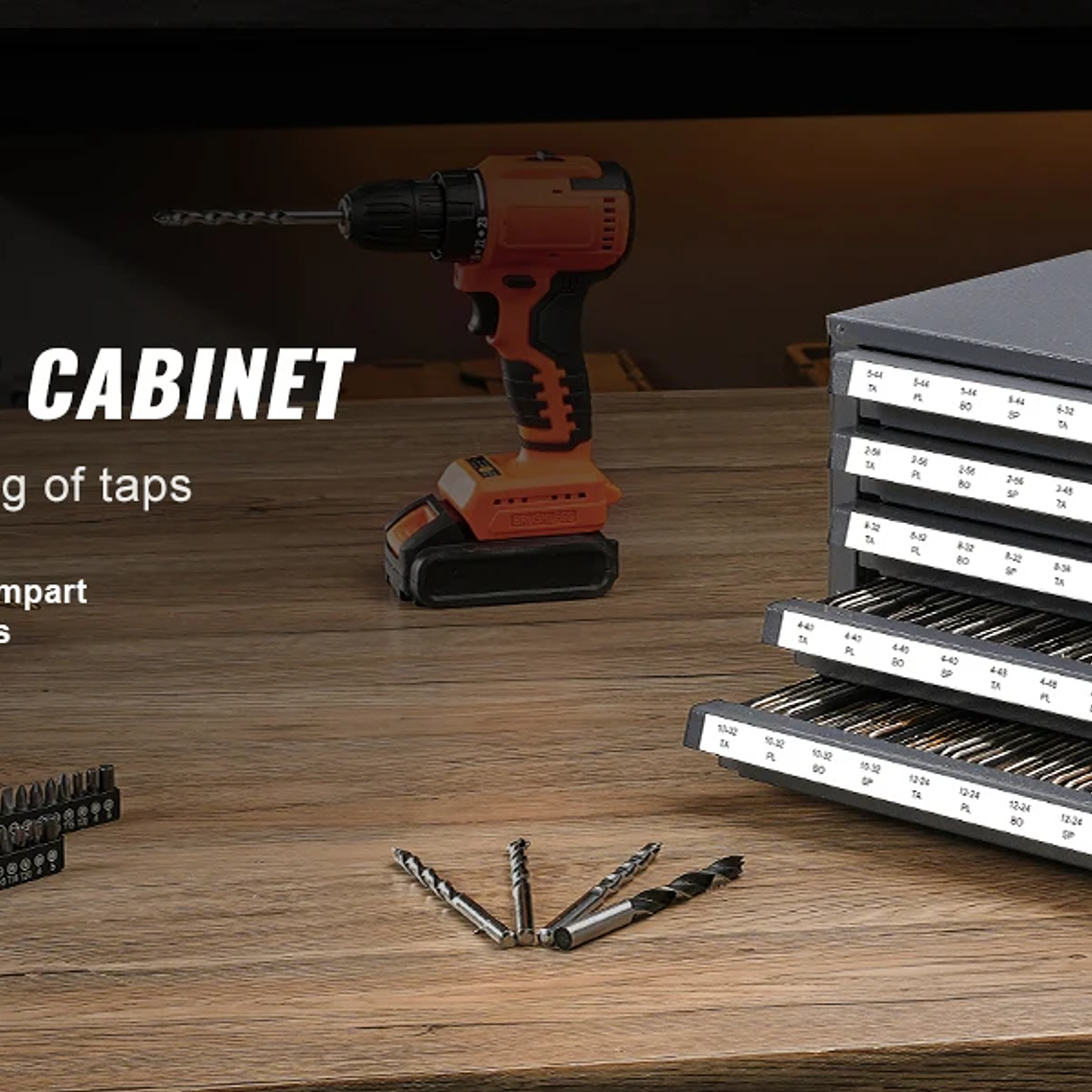 SucceBuy-armario dispensador de brocas, organizador de brocas de tres cajones, organizador de brocas de acero, armario de almacenamiento 17