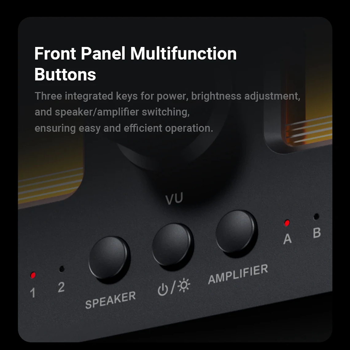 Fosi Audio LC30 amplificador conmutador de altavoz 2 en 2 salidas doble medidor de VU analógico caja conmutador de Audio con pantalla de Panel DB con control remoto 18