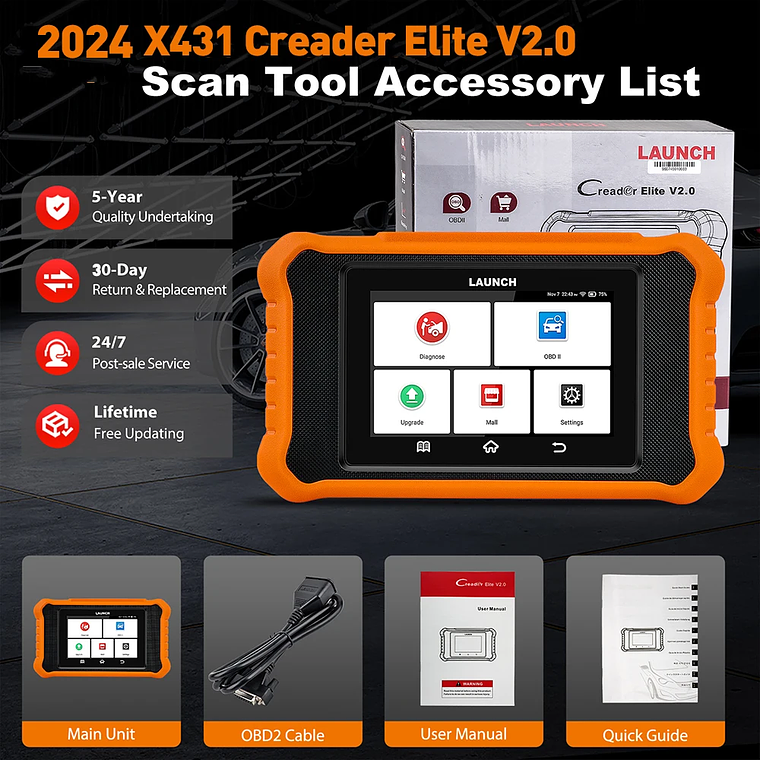 LAUNCH X431 Elite 2.0 Sistema completo Herramientas de diagnóstico del coche Escáner OBD2 Prueba activa Codificación ECU Servicio 31+ Actualización gratuita de por vida tools herramientas de diagn 14
