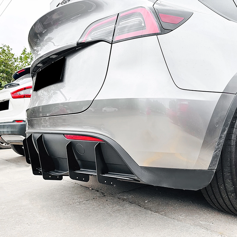 Labio difusor de parachoques trasero para Tesla Model Y 2018-2025, Kit de Protector divisor de soporte de placa de alerón inferior de maletero 9