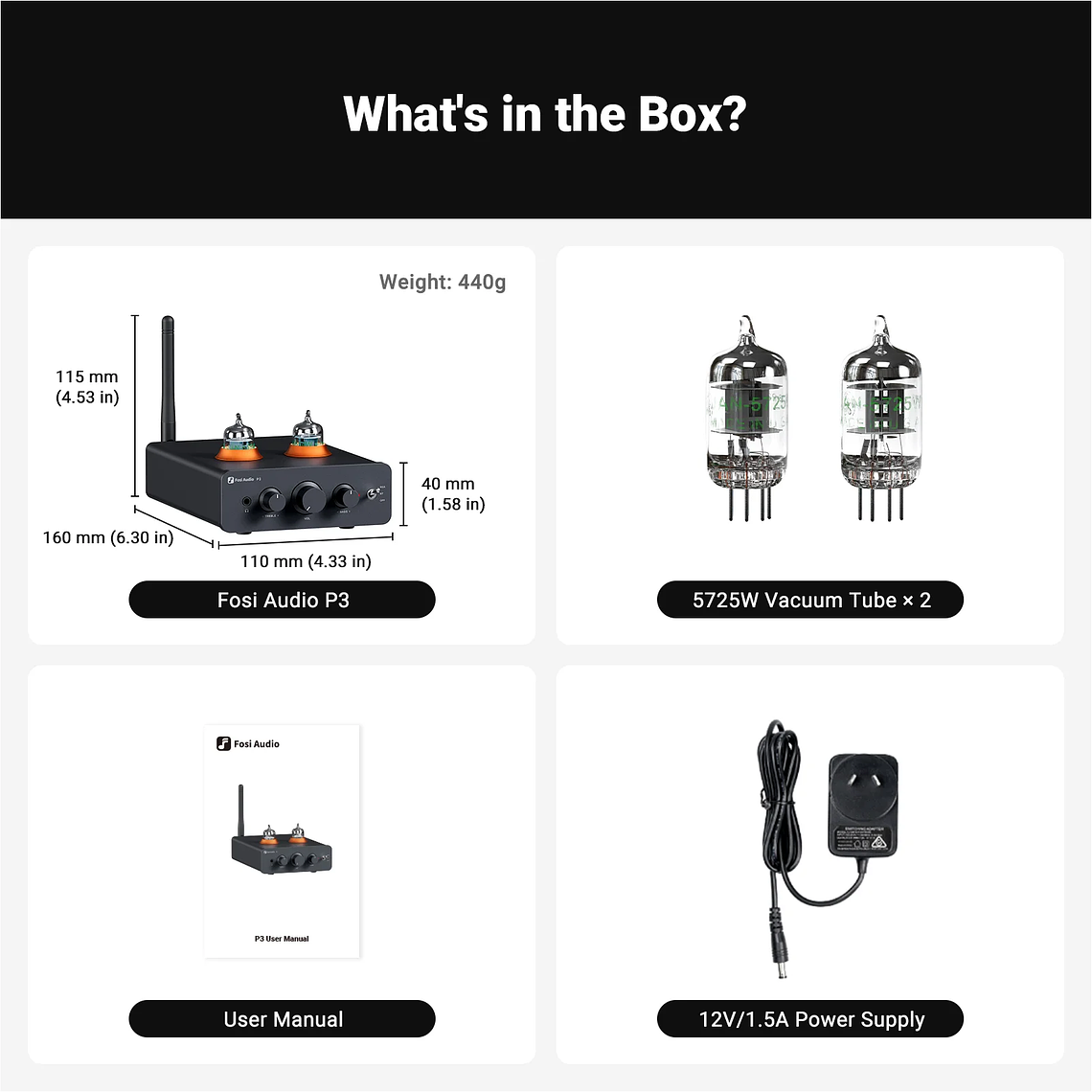 Fosi Audio P3 amplificador de tubo Bluetooth válvula preamplificadora estéreo HiFi vacío con Control de tono de agudos y graves para altavoz doméstico 30