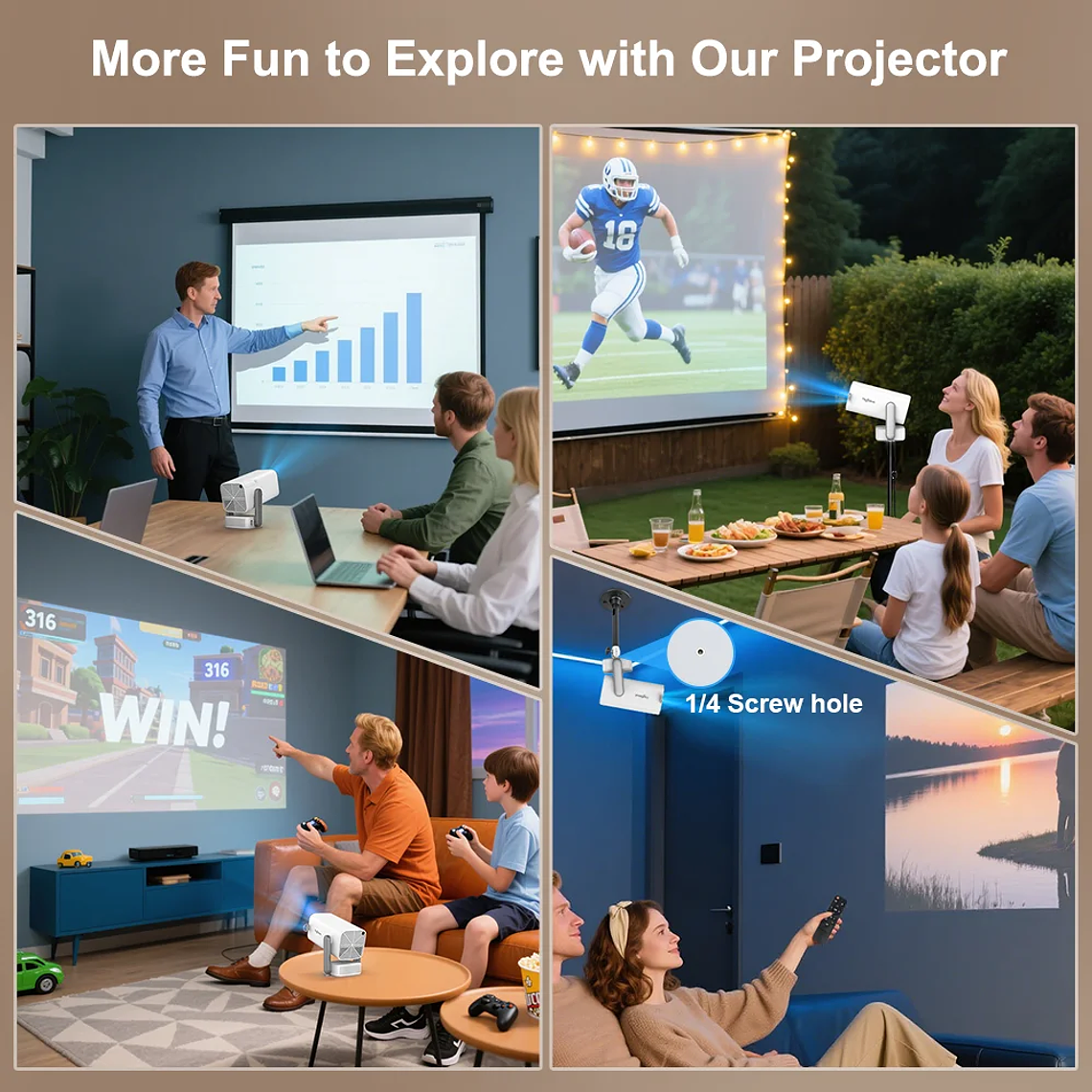 Proyector ThundeaL Full HD 1080P 4K 3D Video TD80Pro WiFi Android TD80W Portátil, Proyector de Haz TD80 Pro para Cine en Casa y Exteriores 18