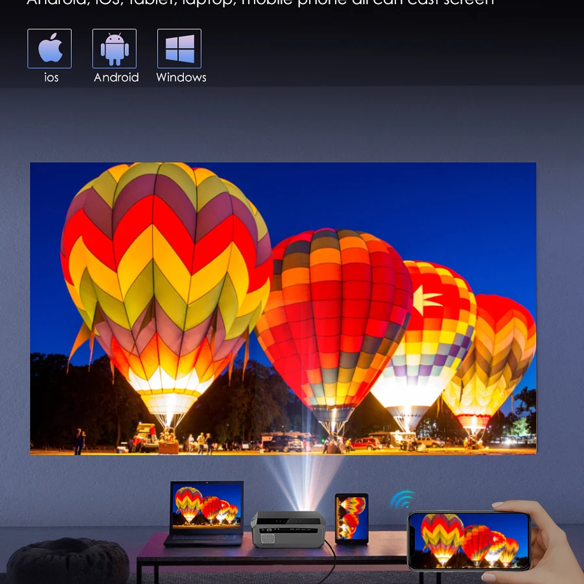 Proyector de películas 4K con enfoque automático, 3500 ANSI, wifi 2.4+5G, bluetooth, 1080P Full HD HDR, Android TV, proyector de video para uso diurno, cine en casa 31