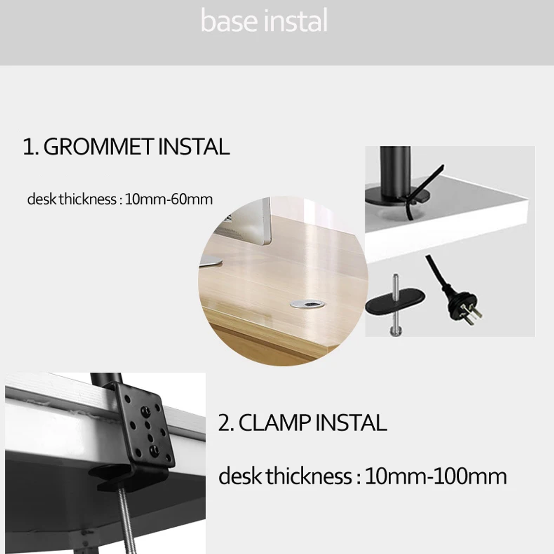 Soporte de abrazadera M051 para ordenador, base de ojal de movimiento completo, rotación de 360 grados, brazo largo para Monitor de 10 a 27 pulgadas, 9,9 kg 20