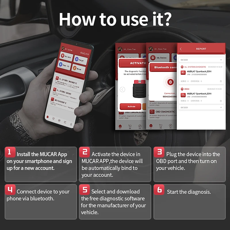 MUCAR BT200 & BT200 Pro Obd 2 herramientas de diagnóstico automotriz Mucar BT200 Bluetooth obd2 escáner Auto todos los sistemas diagnóstico 15 reinicio herramienta mecánica 18