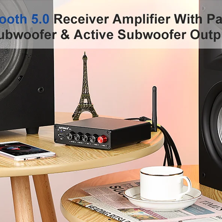 AIYIMA-Amplificador de potencia Digital B01, Subwoofer con Bluetooth 5,0, 50Wx2 + 100W, TPA3116, estéreo 2,1, altavoz de sonido, amplificador de Audio USB 16