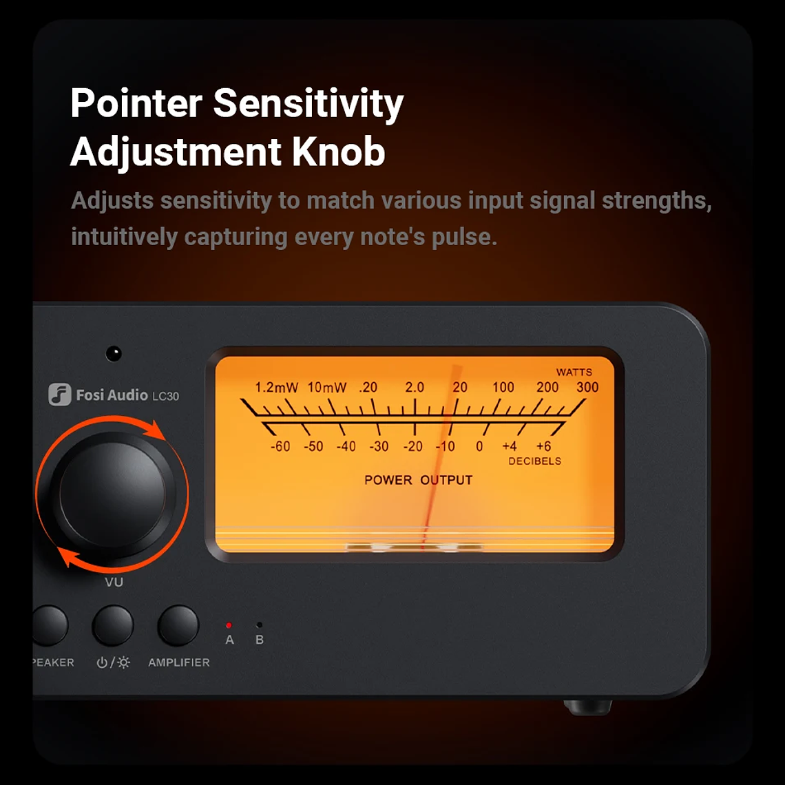 Fosi Audio LC30 amplificador conmutador de altavoz 2 en 2 salidas doble medidor de VU analógico caja conmutador de Audio con pantalla de Panel DB con control remoto 19
