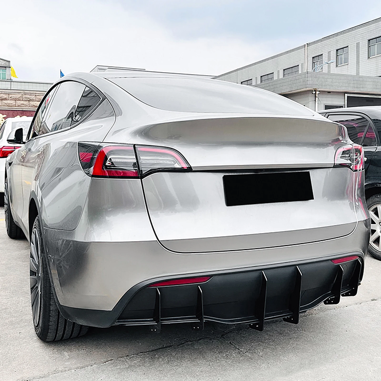 Labio difusor de parachoques trasero para Tesla Model Y 2018-2025, Kit de Protector divisor de soporte de placa de alerón inferior de maletero 13