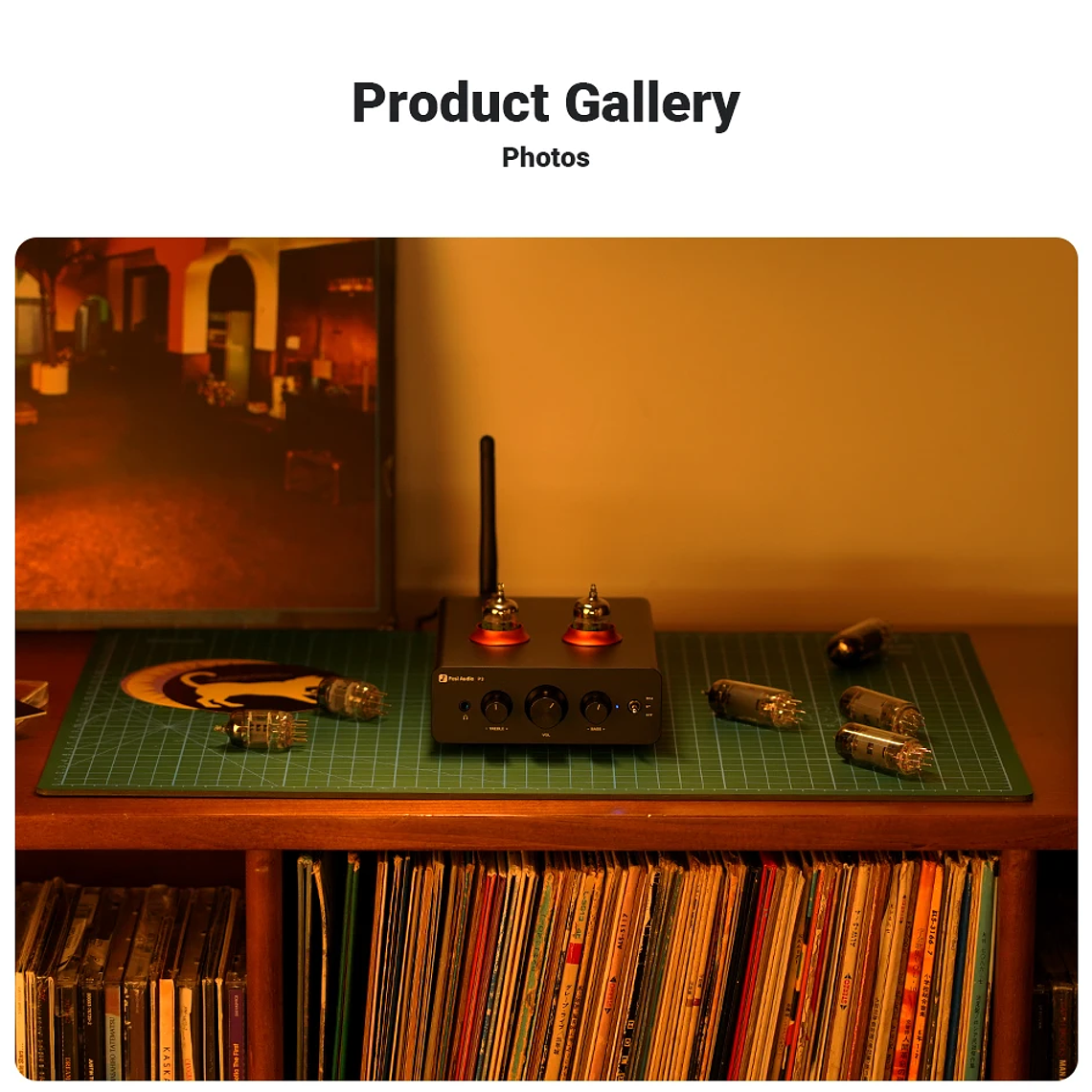 Fosi Audio P3 amplificador de tubo Bluetooth válvula preamplificadora estéreo HiFi vacío con Control de tono de agudos y graves para altavoz doméstico 31