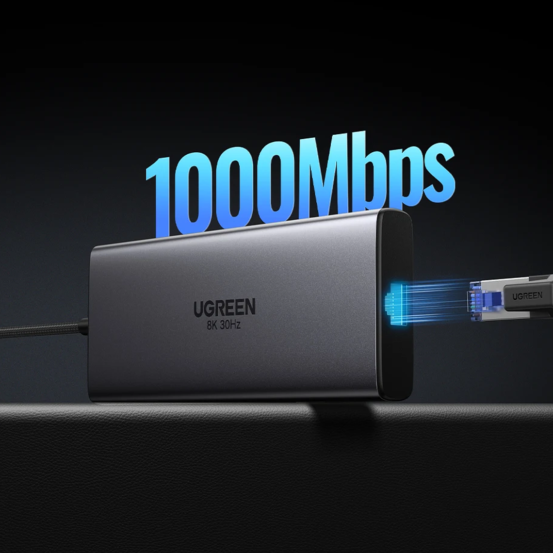 UGREEN Dual HDMI USB-C HUB 8K 4K HDMI Adaptador 10 en 1 Divisor con RJ45 USB3.0 PD 100W Dock para MacBook Pro Air Laptop USB HUB 27