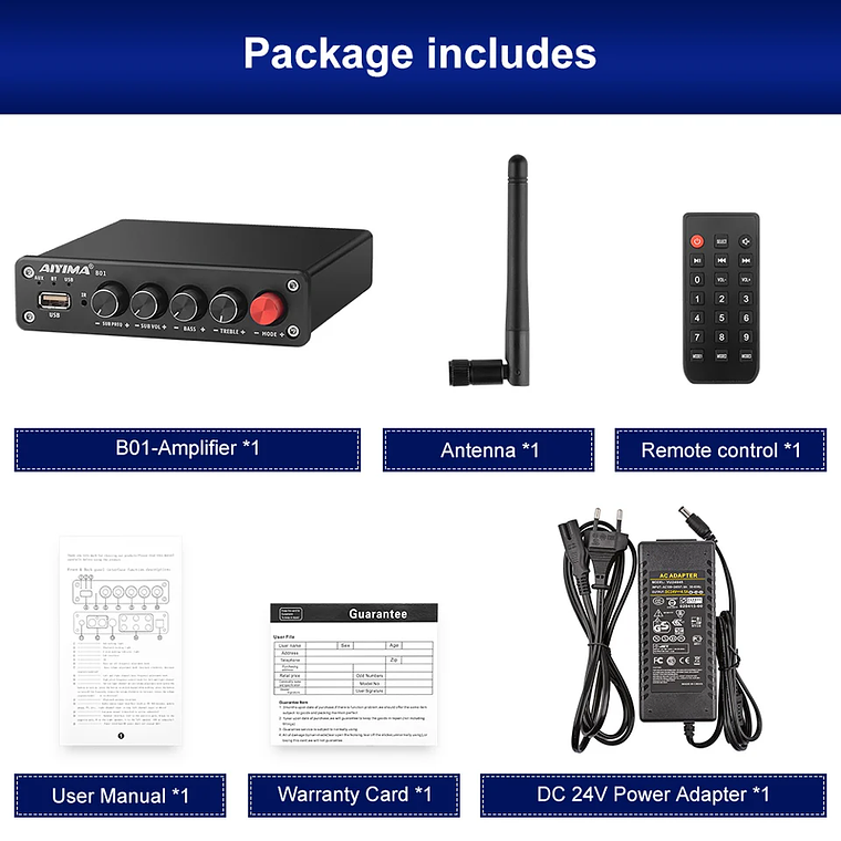AIYIMA-Amplificador de potencia Digital B01, Subwoofer con Bluetooth 5,0, 50Wx2 + 100W, TPA3116, estéreo 2,1, altavoz de sonido, amplificador de Audio USB 19