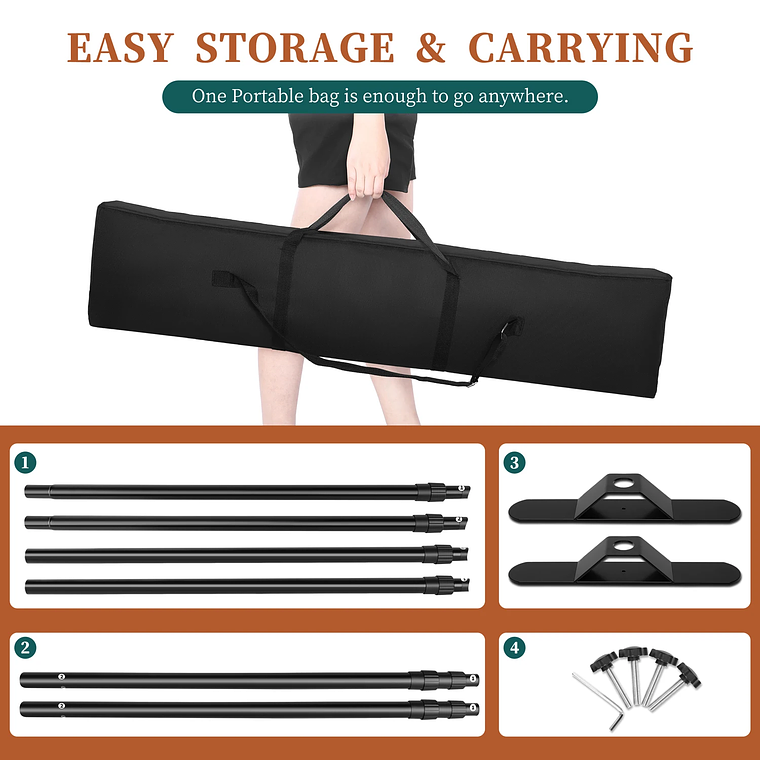 SHAluminum telón de fondo soporte marco sistema de soporte muselina pantalla verde con bolsa OXford para fotografía estudio fotográfico vídeo 14