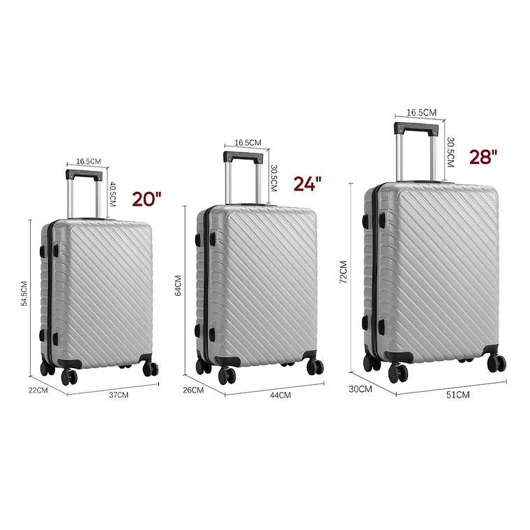Maleta de viaje rígida, Maleta ligera con ruedas giratorias, 20