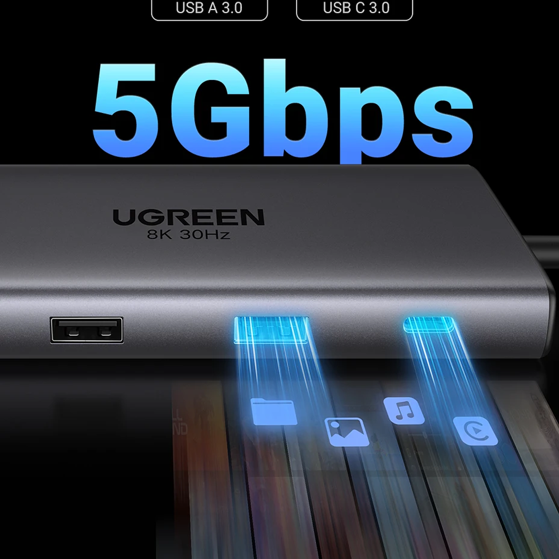 UGREEN Dual HDMI USB-C HUB 8K 4K HDMI Adaptador 10 en 1 Divisor con RJ45 USB3.0 PD 100W Dock para MacBook Pro Air Laptop USB HUB 29