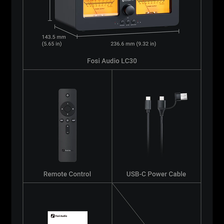 Fosi Audio LC30 amplificador conmutador de altavoz 2 en 2 salidas doble medidor de VU analógico caja conmutador de Audio con pantalla de Panel DB con control remoto 28