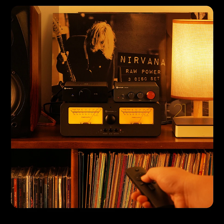 Fosi Audio LC30 amplificador conmutador de altavoz 2 en 2 salidas doble medidor de VU analógico caja conmutador de Audio con pantalla de Panel DB con control remoto 31