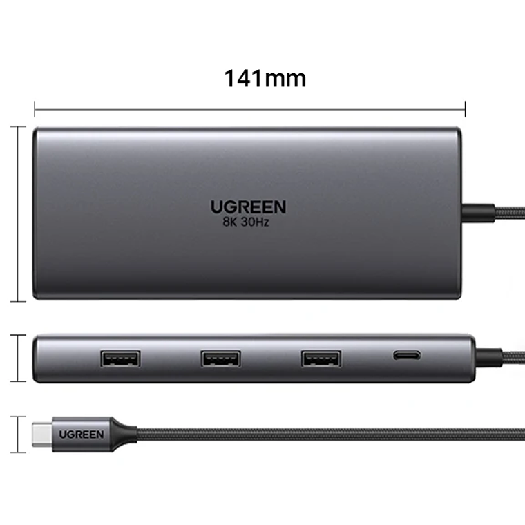 UGREEN Dual HDMI USB-C HUB 8K 4K HDMI Adaptador 10 en 1 Divisor con RJ45 USB3.0 PD 100W Dock para MacBook Pro Air Laptop USB HUB 37