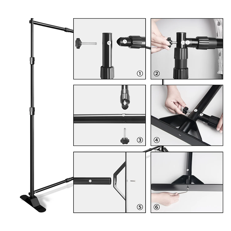 SHAluminum telón de fondo soporte marco sistema de soporte muselina pantalla verde con bolsa OXford para fotografía estudio fotográfico vídeo 31