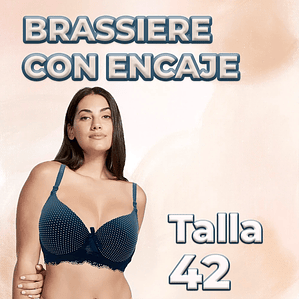 Polka Dot Design Padded Lace Back Bra-Everyday Underwire Full Cup 42cm