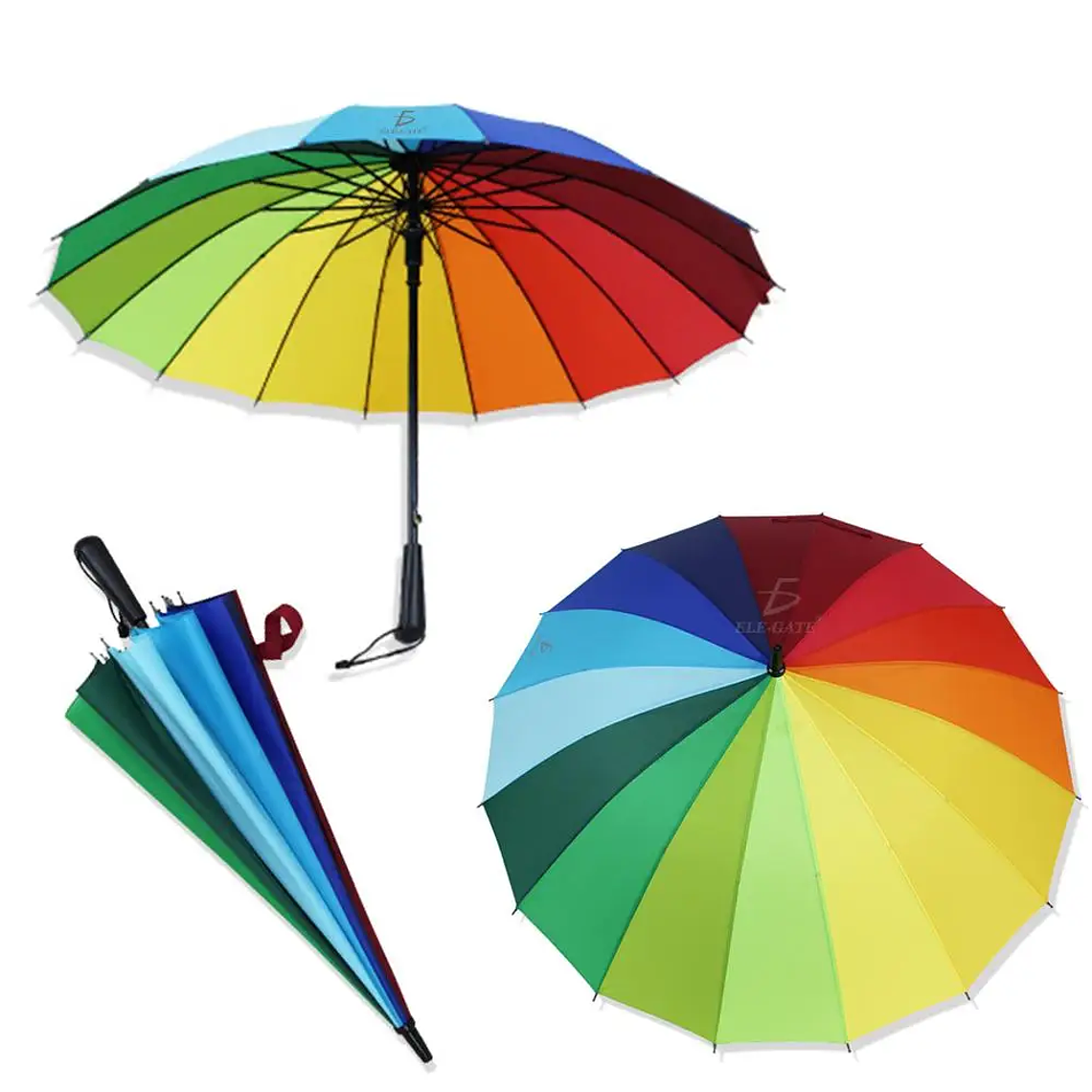 Umbrella Large Heavy Duty Solid Rainbow 16 2